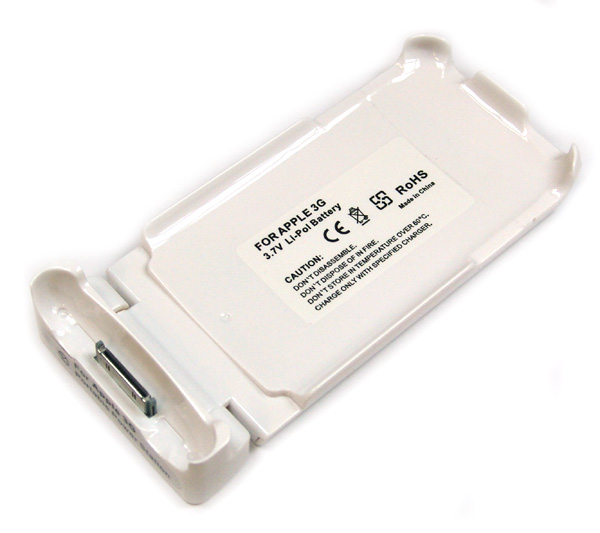 Akku extern(weiss)f�r iPhone 3G/3GS inkl.Silicon Tasche