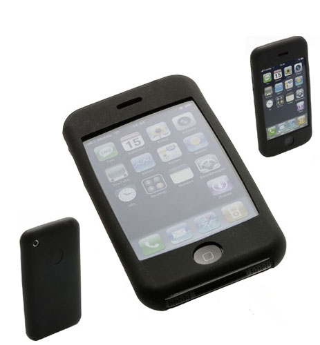 Silicon Kondom Tasche schwarz f�r Apple iPhone Condom Case