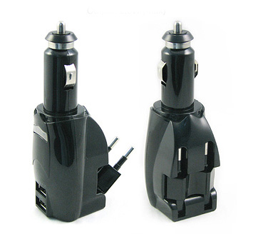 2 fach USB Kombi Lade/Netzadapter f�r zu Hause und KFZ