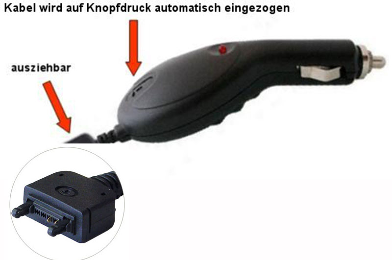 KFZ Ladekabel ausziehbar f�r SONY ERICSSON (Mod.s.Text)