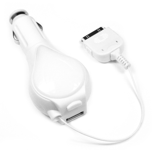 KFZ Ladekabel ausziehbar u.USB A Buchse f.iPod/iPhone
