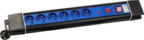6-fach Steckdosenleiste Schwarz / Blau l�nge:1,5 m