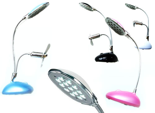 LED Lampe USB mit Ventilator (pink) f.PC o. Sonstiges
