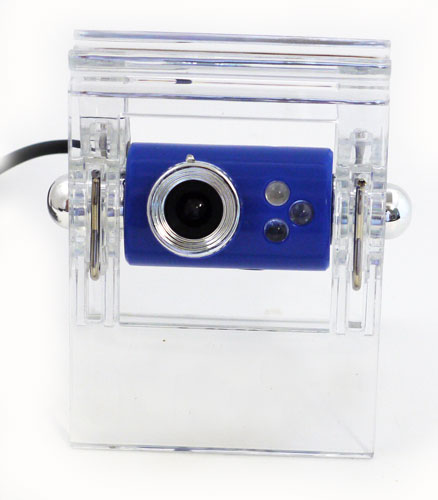 Acryl Stand/Klemm WebCam blau (Mikrofon+Snapshottaste)