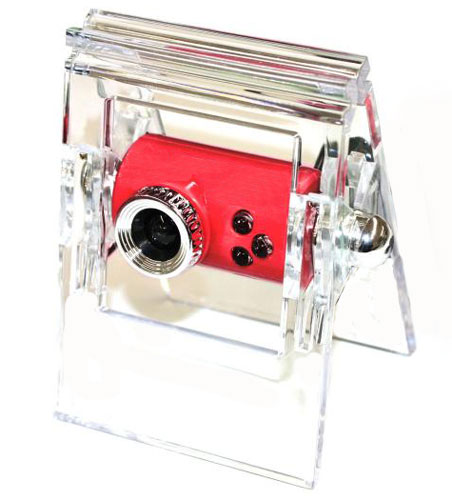 Acryl Stand/Klemm WebCam rot (Mikrofon+Snapshottaste)